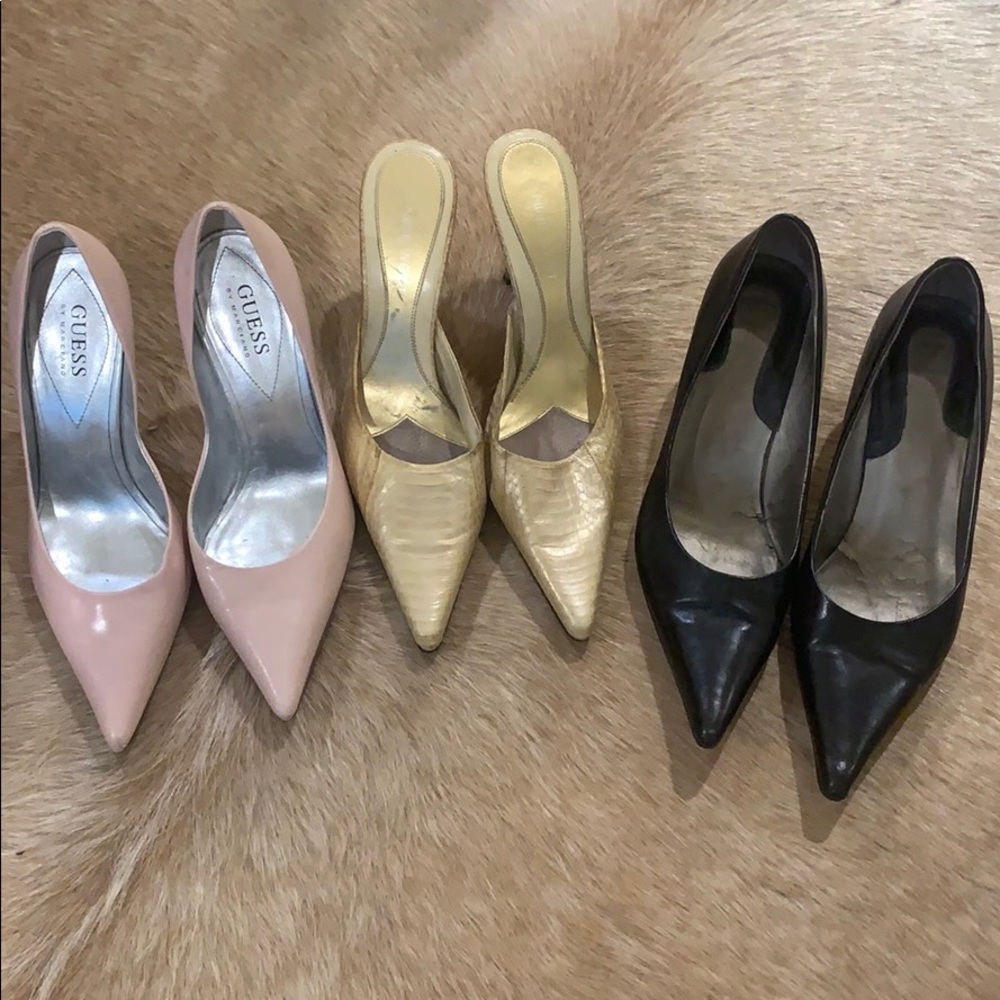 3 pairs of pointy toe heels SZ. 6.5 Great for work